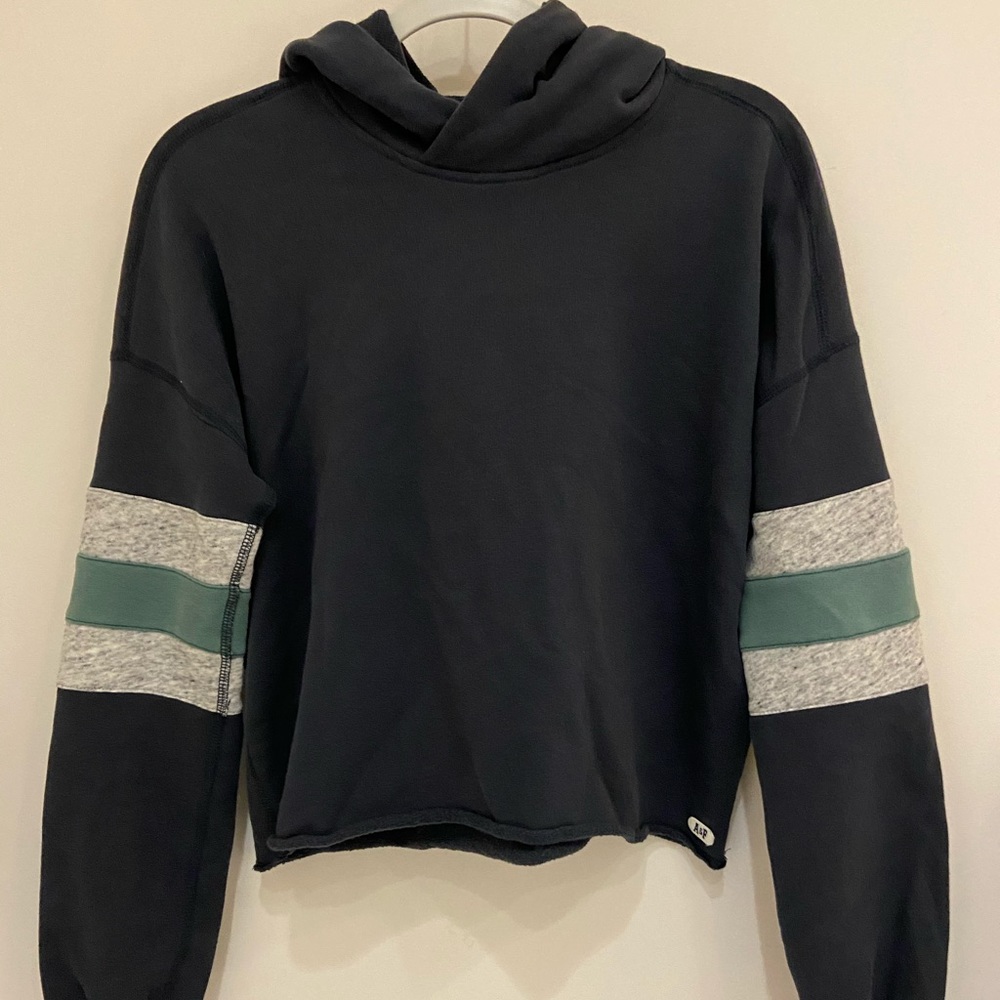 A&F Blue and Green Slightly Cropped Hoodie
